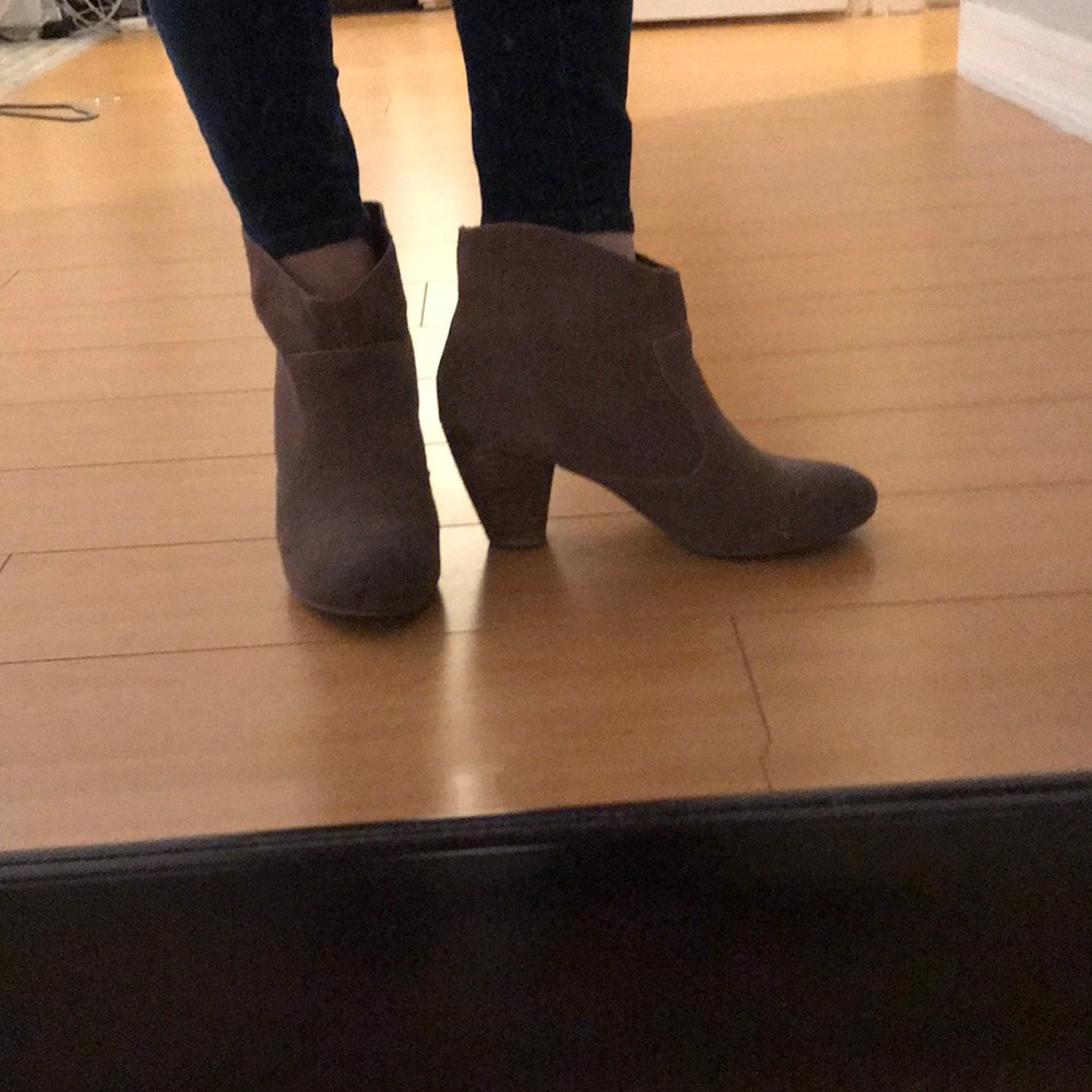 Tan suede booties from urban outfitters